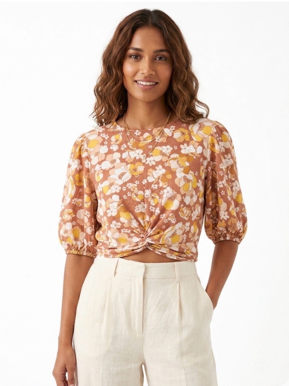 Minkpink Top Blouse Floral Linen Blend